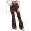 Leggings bootcut marron taille haute élastique décontractés 1