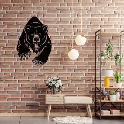 Black Bear Metal Wall Art Decor 1 Piece 2