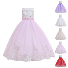 Robe de princesse sans manches pour fille, ornée de broderies et de perles