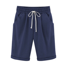 Damesjerseyshorts met zakken, donkerblauw