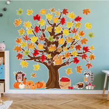 Adesivi lavagna per il Giorno del Ringraziamento con foglie d'acero e albero (104 pezzi)