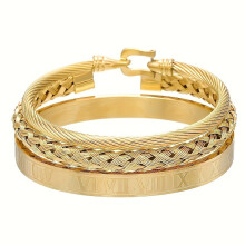 Roestvrijstalen armbanden, goudkleurig, 3-delige set