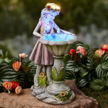 Statue de fille lumineuse à énergie solaire, décoration de jardin extérieur, 1 pièce