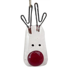 Décoration de sapin de Noël en verre fusionné avec motif de cerf
