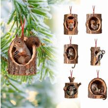 Ensemble de 6 décorations de Noël sur le thème des animaux de la forêt