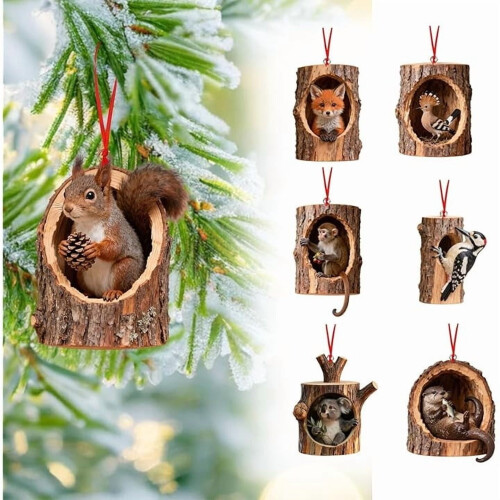 Ensemble de 6 décorations de Noël sur le thème des animaux de la forêt
