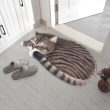 Tapis de porte Gallickan 3D réaliste avec motif chat de bienvenue, 87 x 40 cm