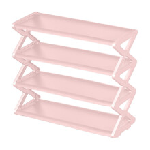 Étagère à chaussures à 4 niveaux en tubes d'acier rose