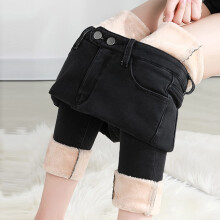 UTTOASFAY Damen-Thermo-Flanellhose mit Fleecefutter, Schwarz