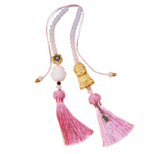 Ornement suspendu en forme de statue de Bouddha, breloque en perle de lotus rose avec