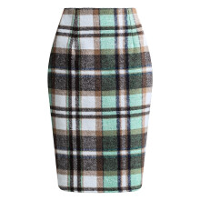 Γυναικεία καρό φούστα μολύβι από μαλλί, χειμωνιάτικη, ψηλόμεση