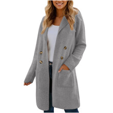 Cardigan cu fermoar pentru femei, gri, L