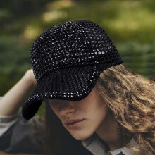 Cappellino da baseball da donna regolabile con strass, traspirante e protettivo dal sole.