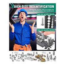 2X Bolt Gauge (Metric and SAE),Bolt Sizer for Quickly Sizing Nuts and Bolts, Plastic Bolt Measuring Tool,Black