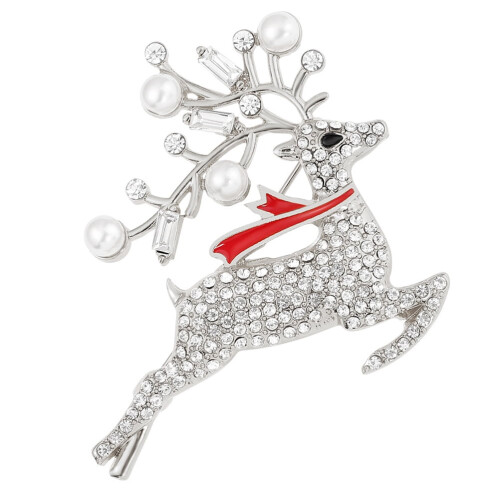 Rendier sjaalspeld kerstbroche 1 stuk
