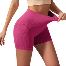 Pantaloncini da ciclista da donna a vita alta, tinta unita, elastico