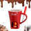 Ceramic fondue cup set with forks, red, 4-piece 1
