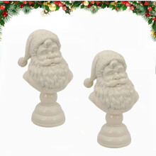 Buste de Père Noël blanc décoratif en résine (2 pièces)