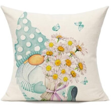 Housses de coussins d'extérieur à motif floral marguerite et gnome 16x16