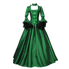 Vintage Gothic Kleid für Damen, langärmelig, Kapuze, Grün, Größe 5XL