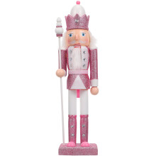 Figurine de Noël traditionnelle en tissu de coton et noyer