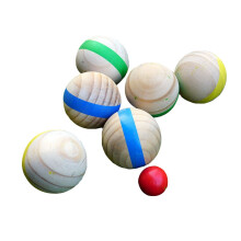 Wooden Bocce Balls Outdoor Toy Set 7 Pieces 2.8 Inches