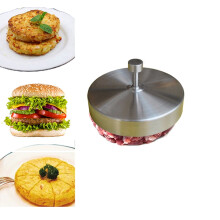 Prensa para hamburguesas de cocina, forma redonda, color plata, 1 pieza.