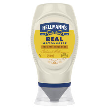 Hellmann's Real Mayonnaise mayo made with 100% free-range eggs perfect for sandwiches 250 ml