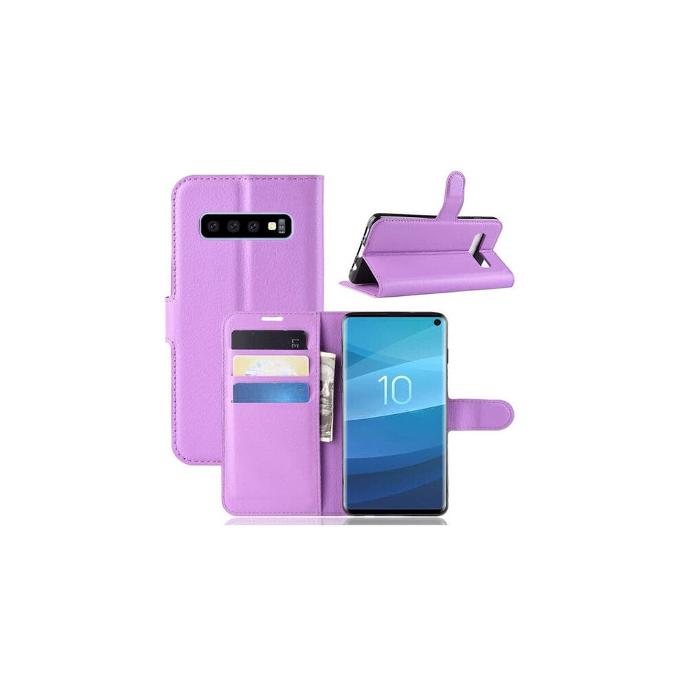 Samsung Galaxy S10 Lychee Leather Case Purple 940684271313