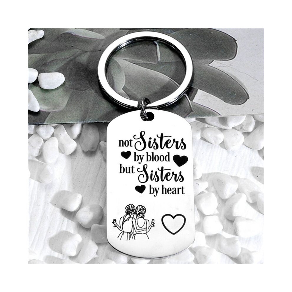 2X For Women Teen Girls Sister Keychain Friendship Gifts For Birthday Gifts-Not By Blood But By Heart 6032870113799