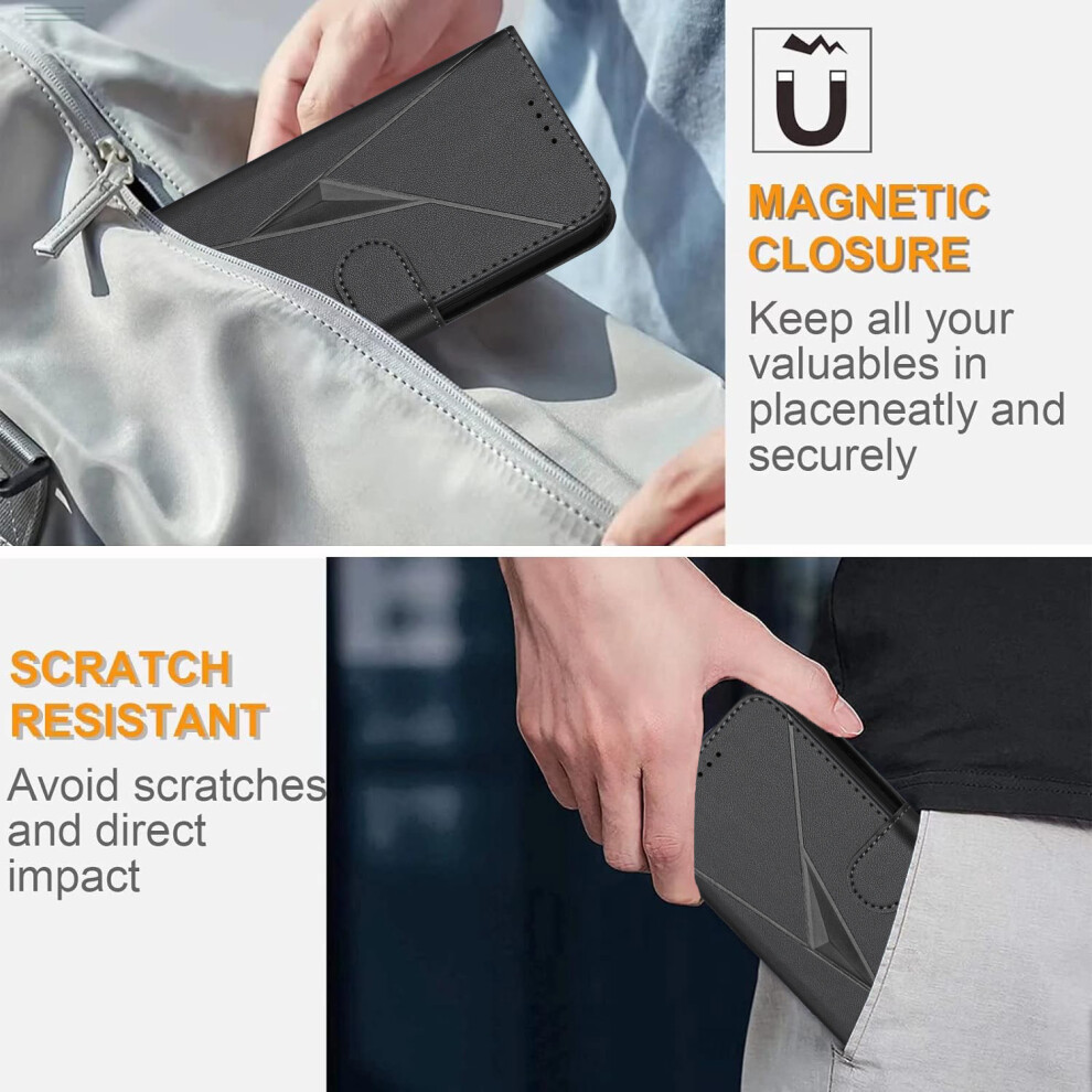 (Black) For Vivo V60 Lite 5G Case Triangle Imprint Leather Phone Cover With Lanyard Black 6914291000363