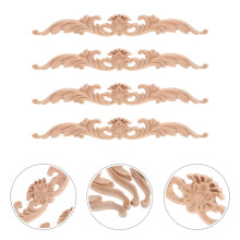 Set de 4 decoruri de birou cu sculptură în lemn, kaki