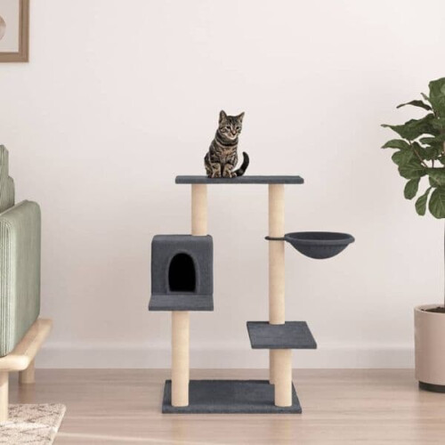 vidaXL cat tree dark grey 82.5 cm with sisal posts