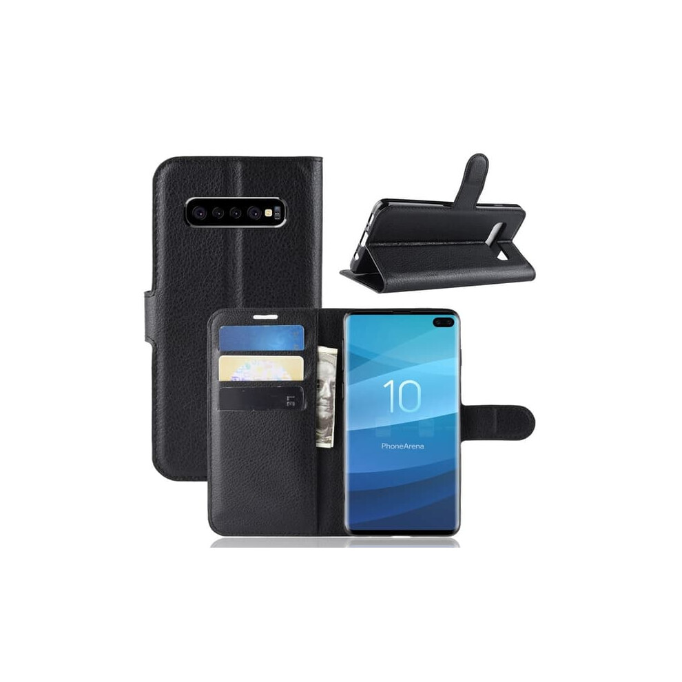 Samsung Galaxy S10 Plus Litchi Texture Wallet Case Black 940684273805