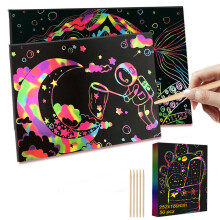 Jacenvly scratch paper art set with 5 wooden stylus 50 pcs