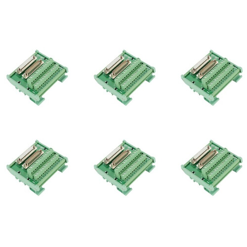 6X DB25 Módulo de Interfaz de Montaje en Riel DIN Tablero de Conexión de Conector Macho/Hembra