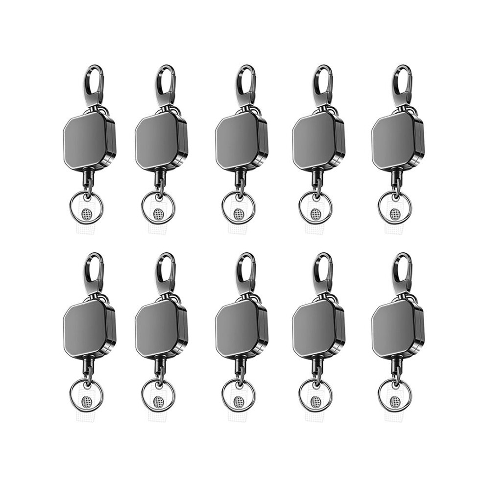 10X Heavy Duty Metal Retractable Carabiner Keychain Belt Badge Reels Clip 28.3Inch Reinforced Steel Wire Cord 6032112171433