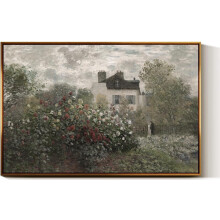 Tablou pe pânză vintage cu câmp de flori sălbatice, 28x35 cm