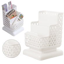 Pen and Pencil Holder with 3 Compartments White