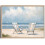 Tableau abstrait sur toile, style plage, 40 x 60 cm, bleu côtier 1