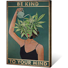 Tableau sur toile ASPORIC Vintage « Prenez soin de votre esprit », imprimé floral botanique vert esthétique, 40 x 50 cm, compatible avec une