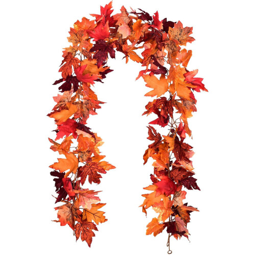 Maple Leaf Garland Artificial Autumn Foliage 2 Pack