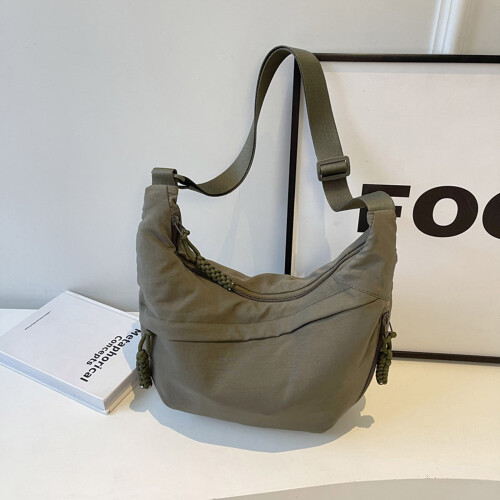 Bolsa transversal feminina em nylon impermeável estilo hobo com 1