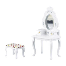 Wooden Dressing Table with Stool and Drawers