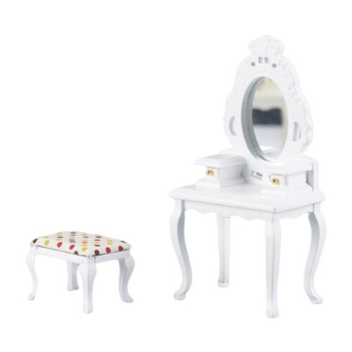 Wooden Dressing Table with Stool and Drawers