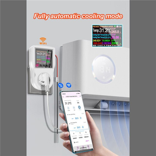 2X Tuya Wifi Thermostat Socket 16A AC220V Digital Temperature Controller Socket Outlet Timer  Sensor EU Plug 1