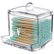 Cotton Swab Holder Clear Modern with Lid 1 Pack
