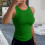 Women's Tank Top Green Backless Vest M 2