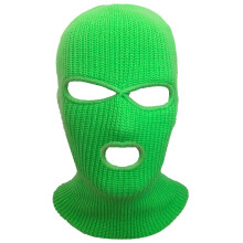 Skimasker met zachte pluche oorkappen en drie gaten, fluorescerend groen