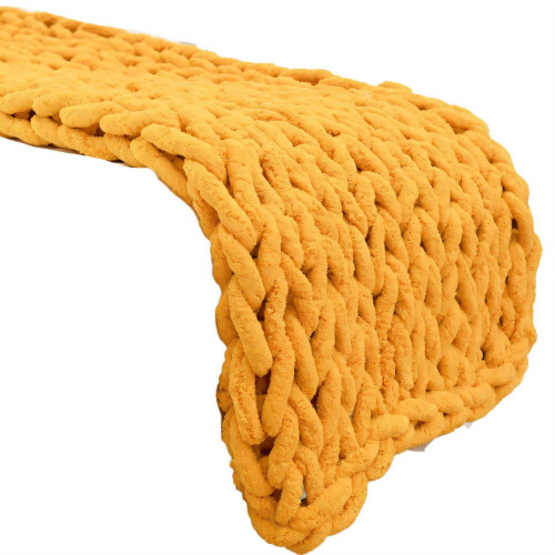 Couverture lestée en tricot jaune 80 x 80 cm